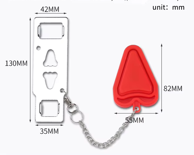 Dimensions du verrou : plaque de 130 mm et verrou de 82 mm